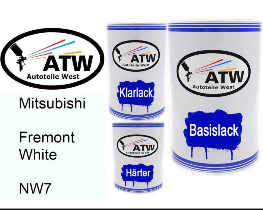 Mitsubishi, Fremont White, NW7: 500ml Lackdose + 500ml Klarlack + 250ml Härter - Set, von ATW Autoteile West.